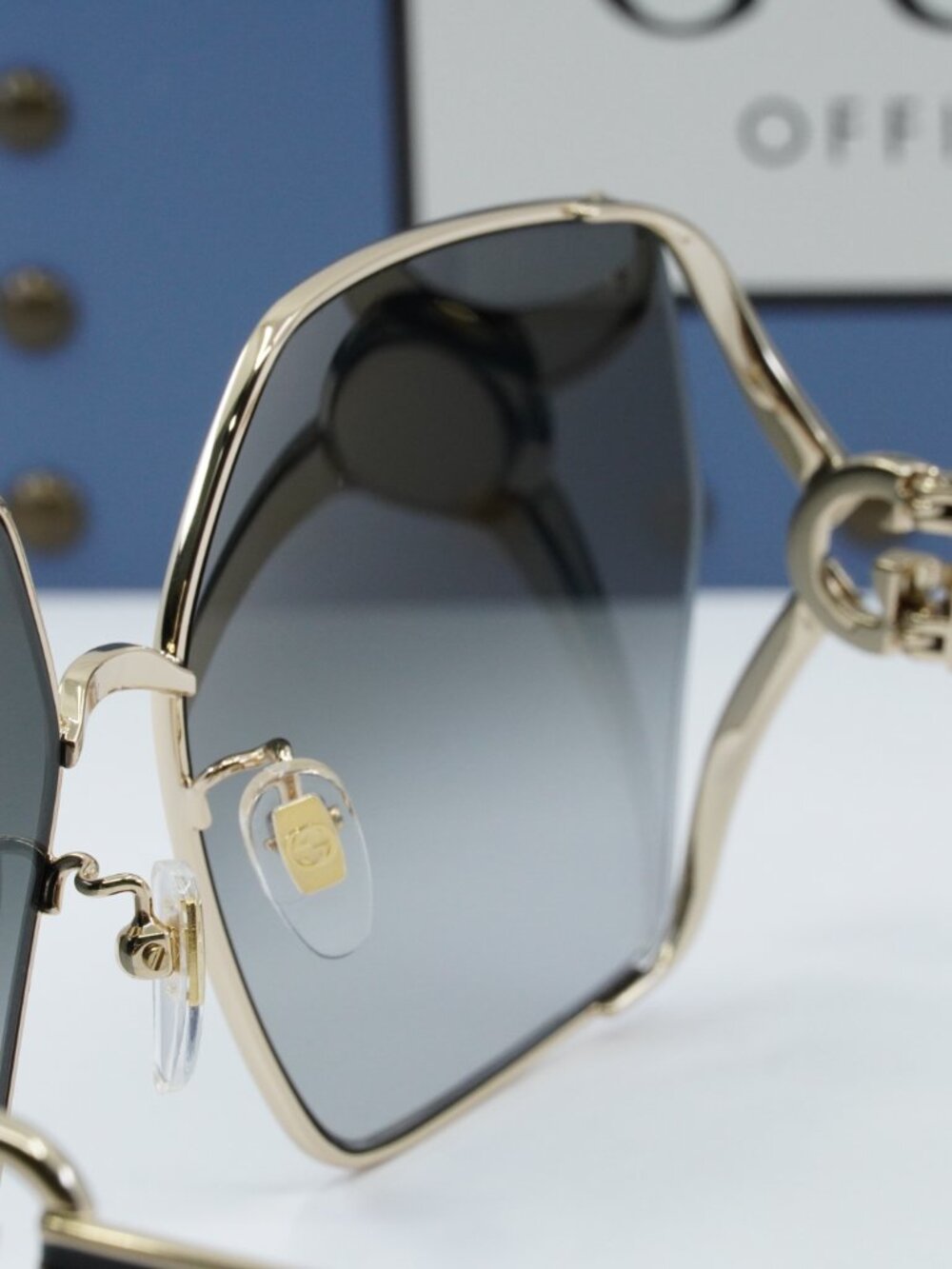 Gucci GG1322SA 001 Square Sunglasses - Gold/Grey Gradient - Picture 5 of 11